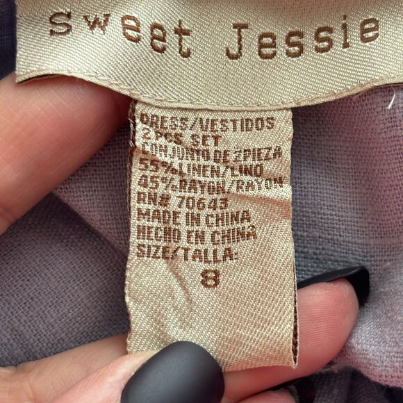 Sweet Jessie Linen Maxi Dress Floral Cottagecore Boho Coastal Lilac Size 8 F113 - Picture 8 of 9